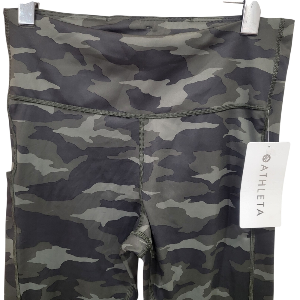 NWT Athleta Ultimate Camo 7/8 Tights Olive Green Workout Leggings Women's M - Picture 8 of 17